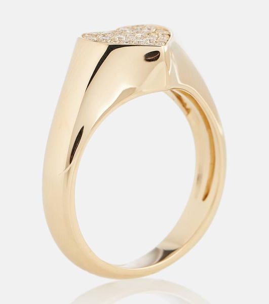 14kt yellow gold heart ring with diamonds