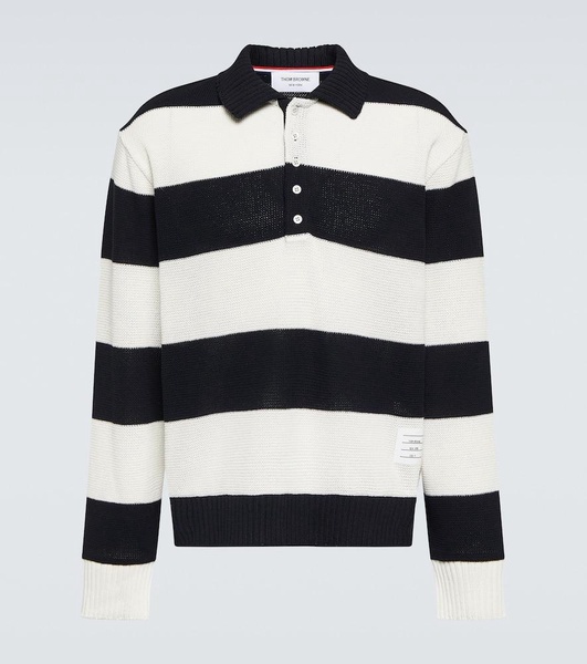 Striped cotton polo sweater