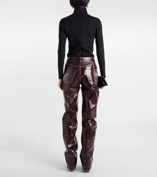 Ombré high-rise leather straight pants