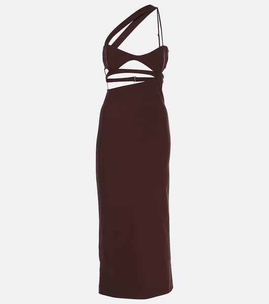 Asymmetric silk midi dress