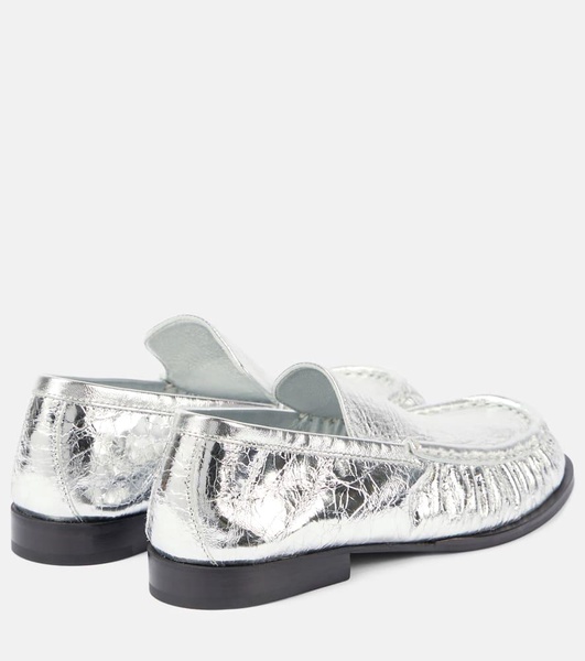 Metallic leather loafers