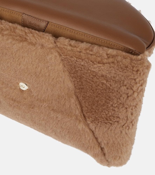 Camel hair and silk envelope clutch