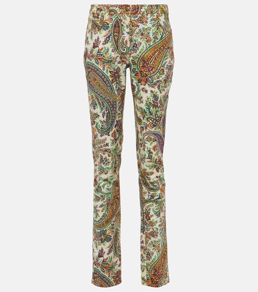 Paisley mid-rise slim jeans