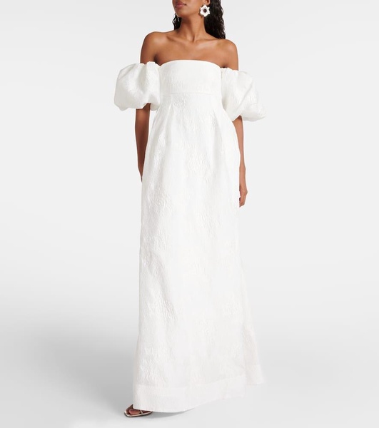 Matchmaker puff-sleeve off-shoulder gown