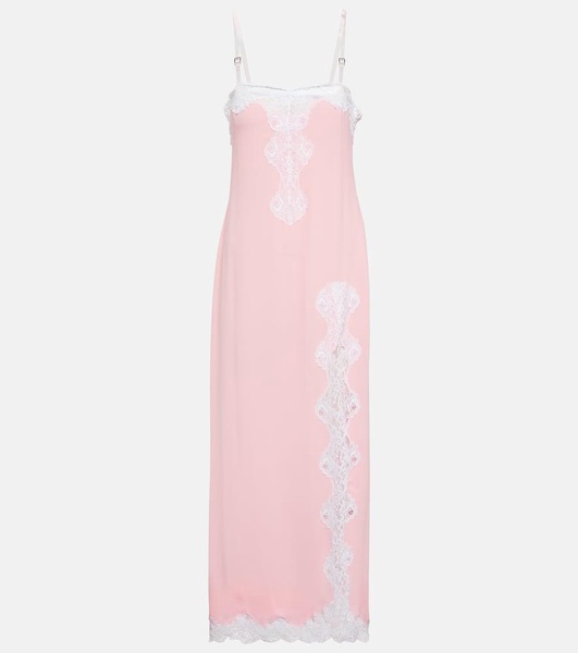 Lace-trimmed maxi slip dress