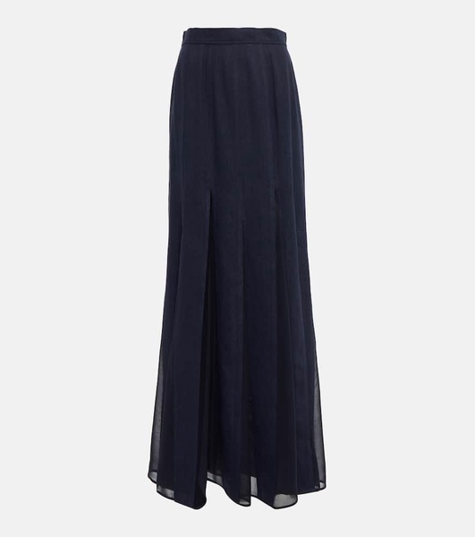 Nicia linen-blend and silk maxi skirt