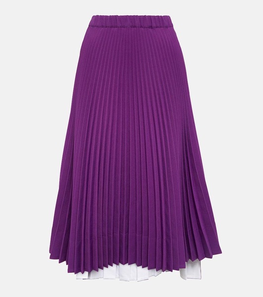 Pleated jersey midi skirt