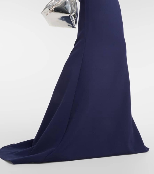 Starlana feather-trimmed off-shoulder gown