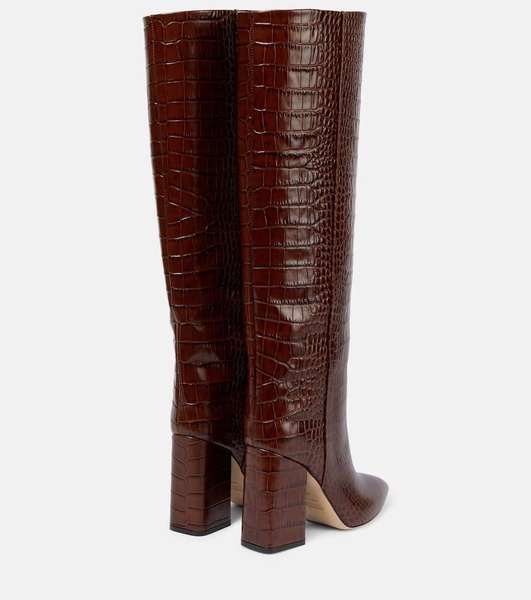 100mm crocodile-effect leather knee-high boots