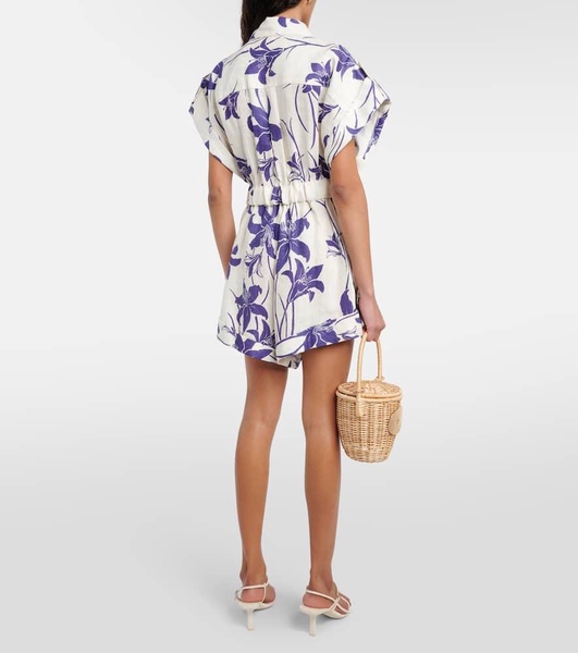 Acadian floral linen playsuit