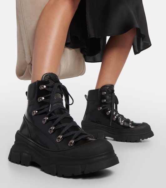 Leather combat boots