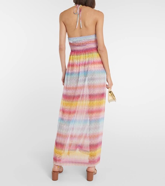 Zig-zag halterneck maxi dress