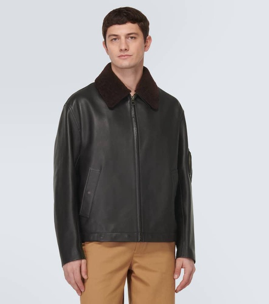 Leather bomber jacket