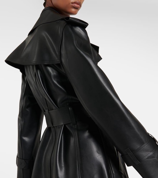 Faux leather trench coat