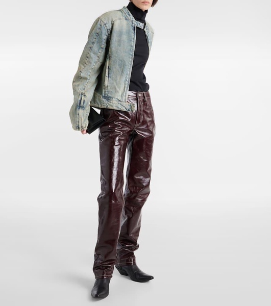 Ombré high-rise leather straight pants