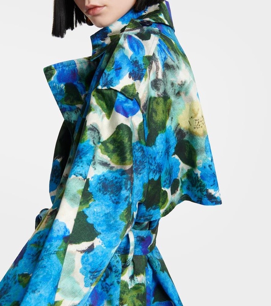 Floral cotton trench coat