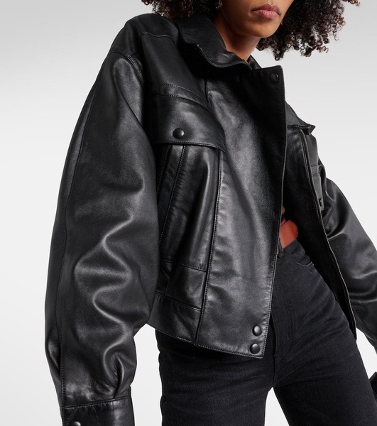 Leather bomber jacket