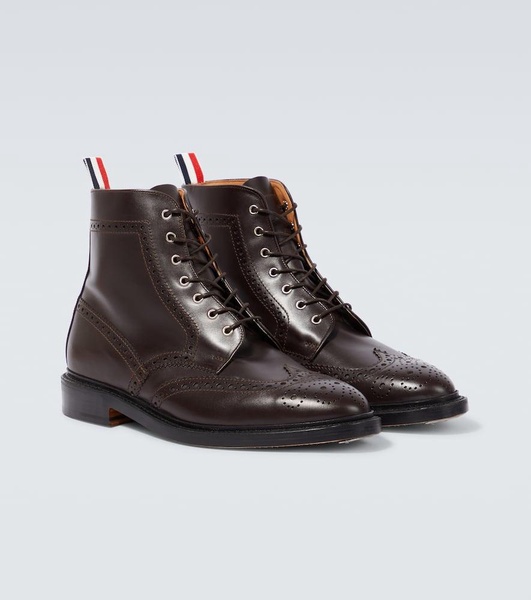 Leather lace-up brogue boots