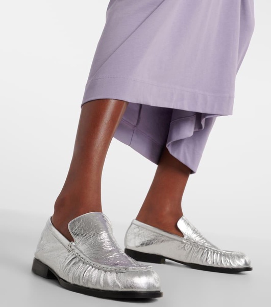 Metallic leather loafers