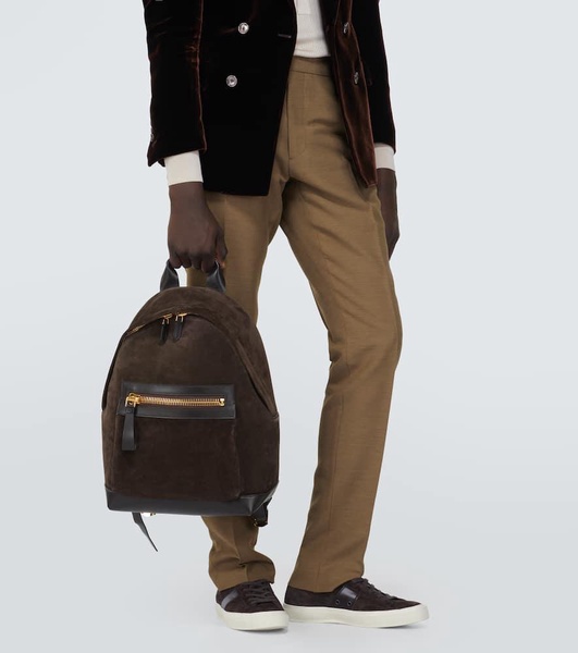 Buckley leather-trimmed suede backpack