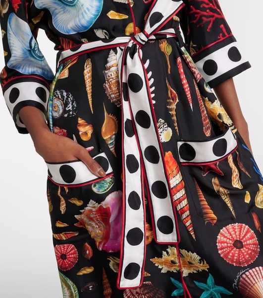 Capri printed silk satin robe