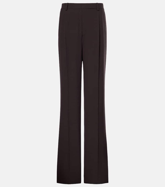 Pleated silk crêpe wide-leg pants