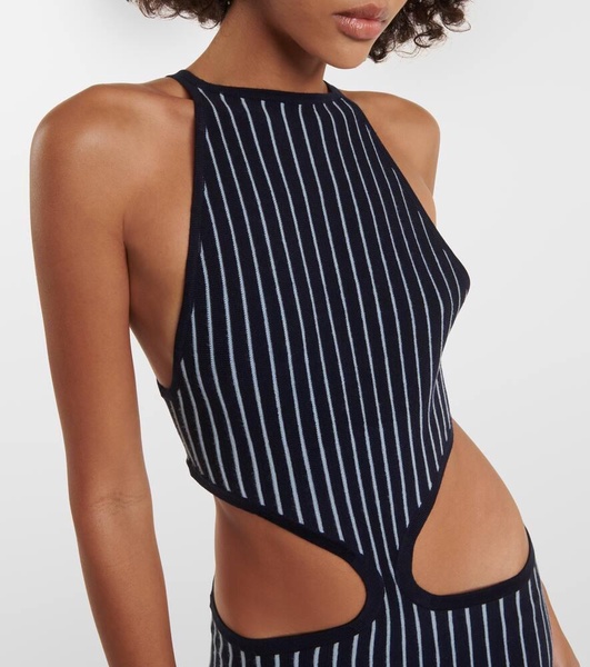 Tam striped cutout wool and silk maxi dress