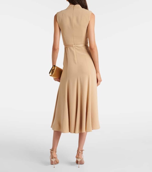 Belted crêpe satin midi dress