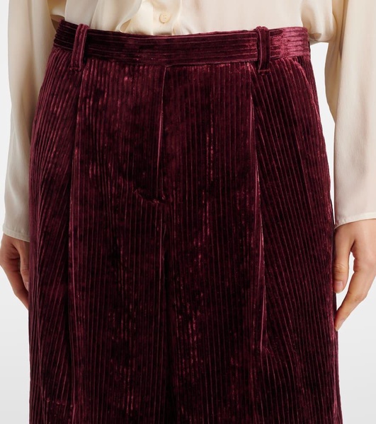 Mid-rise corduroy wide-leg pants