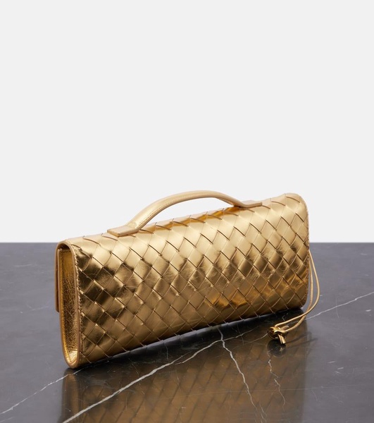 Andiamo Intrecciato metallic leather clutch