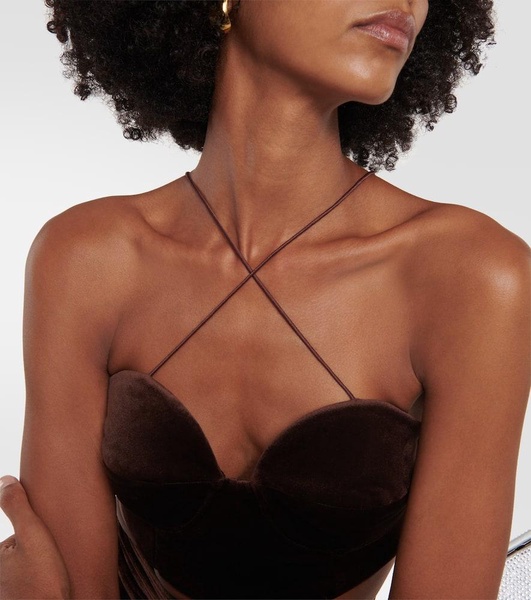 Halterneck velvet bralette