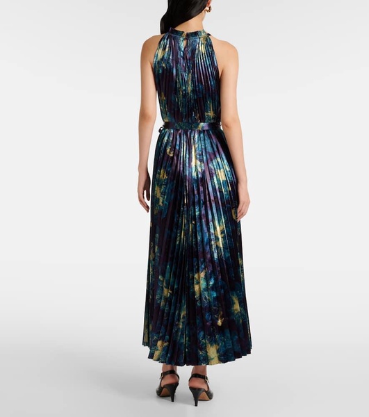 Amiko pleated satin midi dress