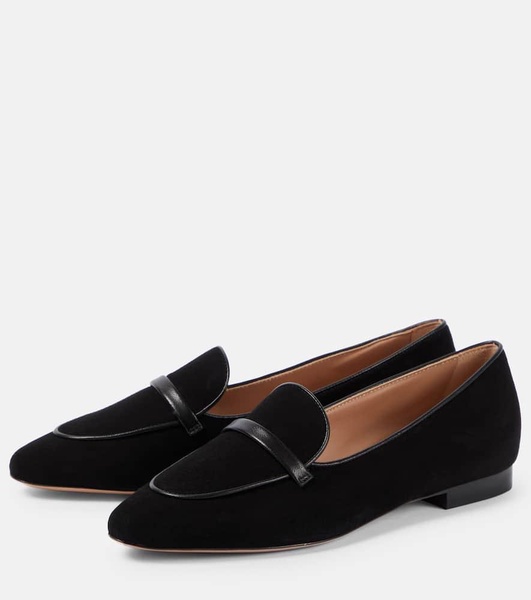 Bruni leather-trimmed suede loafers