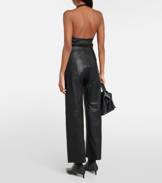 Benny high-rise leather straight pants