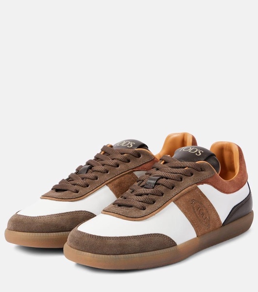 Tabs suede-trimmed leather sneakers