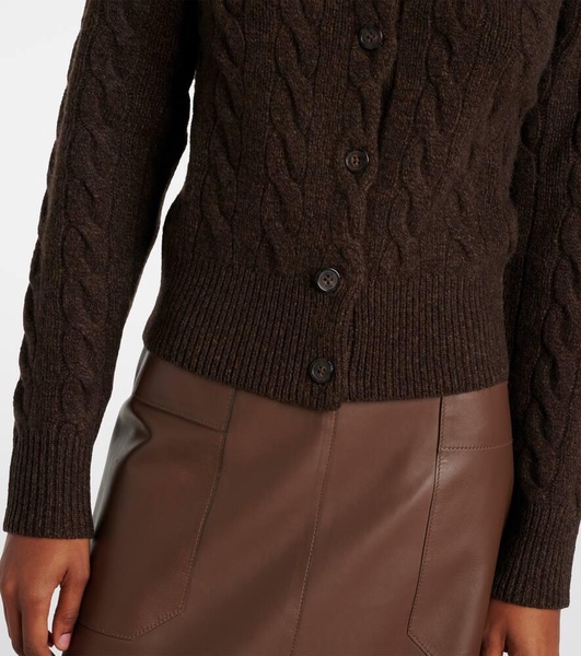 Cable-knit wool and cashmere cardigan