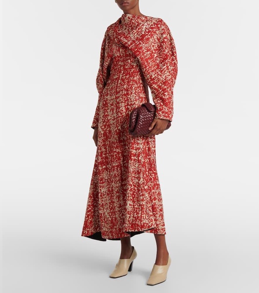 Draped jacquard midi dress