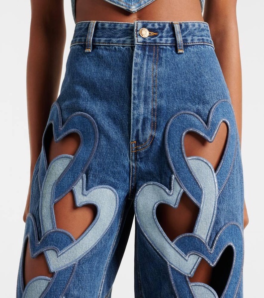 Cutout high-rise wide-leg jeans