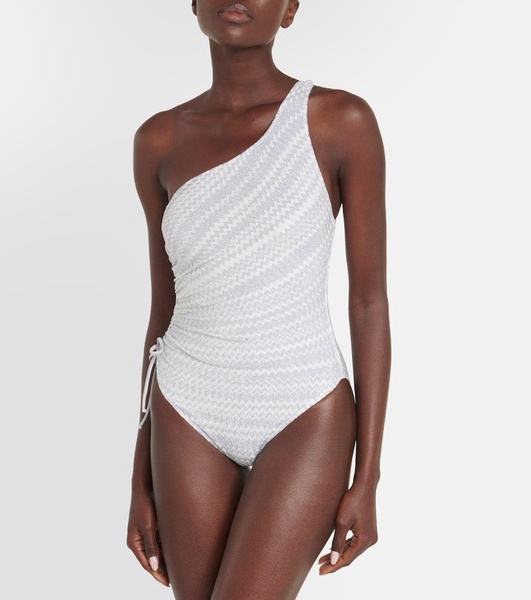 Zig-zag one-shoulder swimsuit