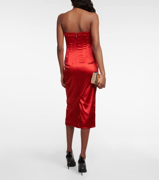 Strapless satin corset midi dress