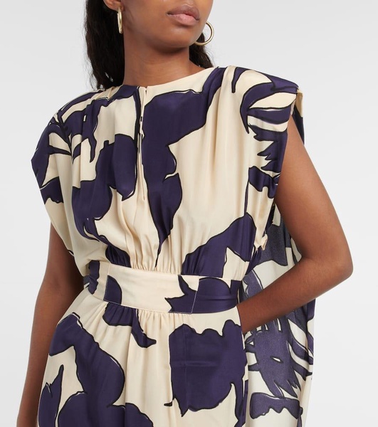 Ancient Tropics printed silk midi dress