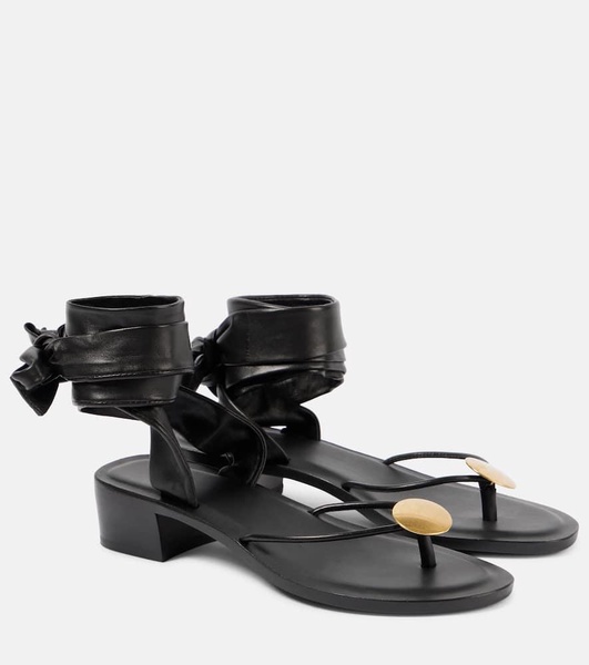 Cord leather thong sandals