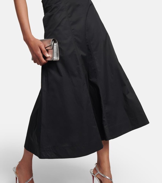 One-shoulder cotton poplin midi dress