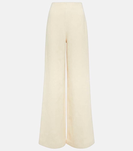 Wool and cotton corduroy wide-leg pants 