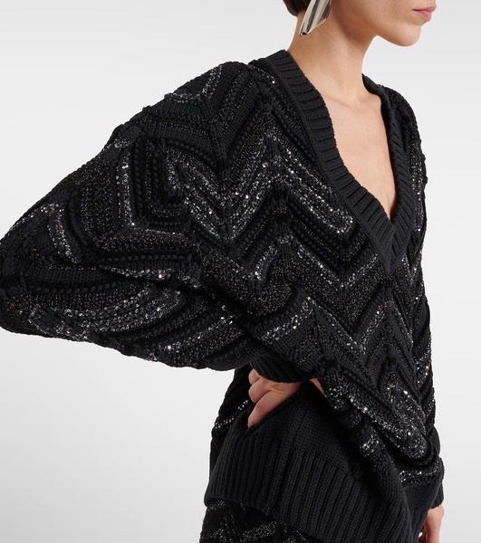 Zig Zag sequined oversized sweater