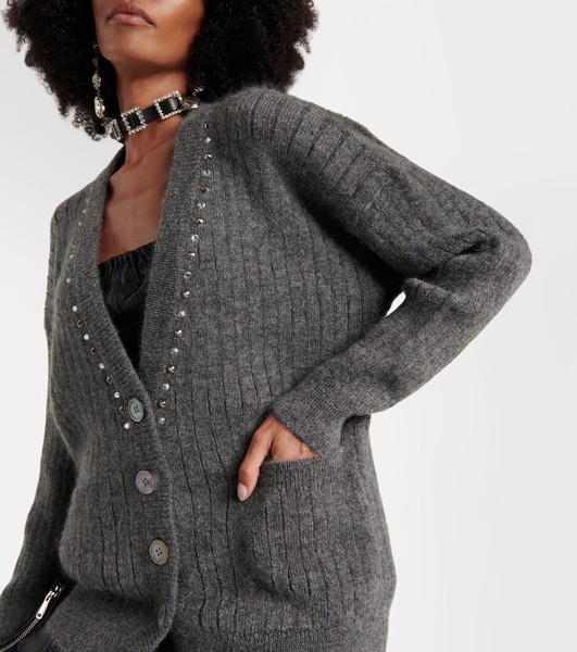 Embellished wool-blend cardigan