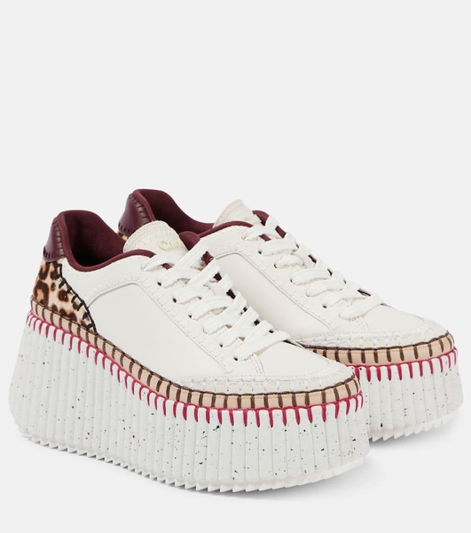 Nana studded leather wedge sneakers