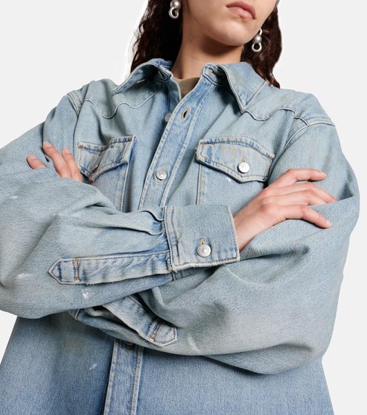 Distressed denim overshirt