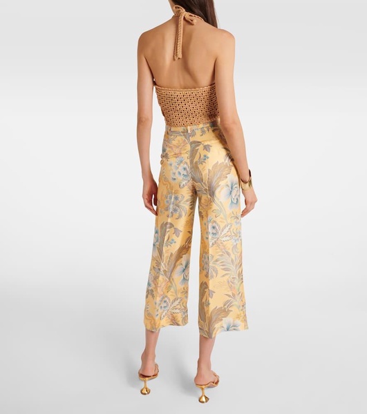 Printed silk wide-leg pants