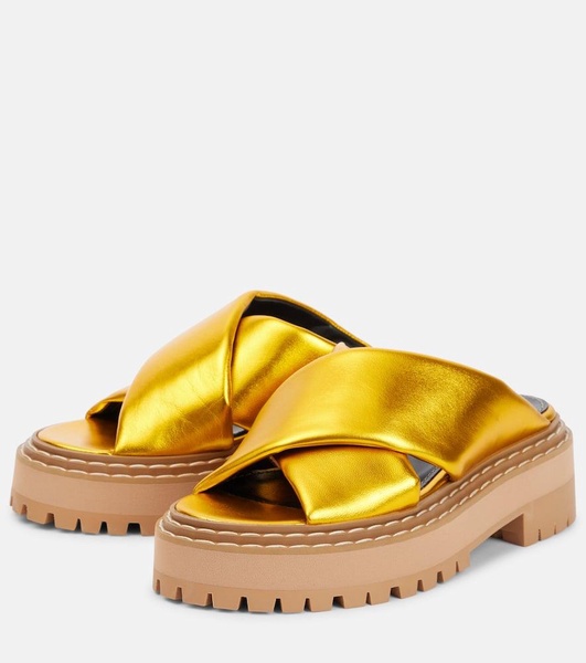 Metallic leather sandals